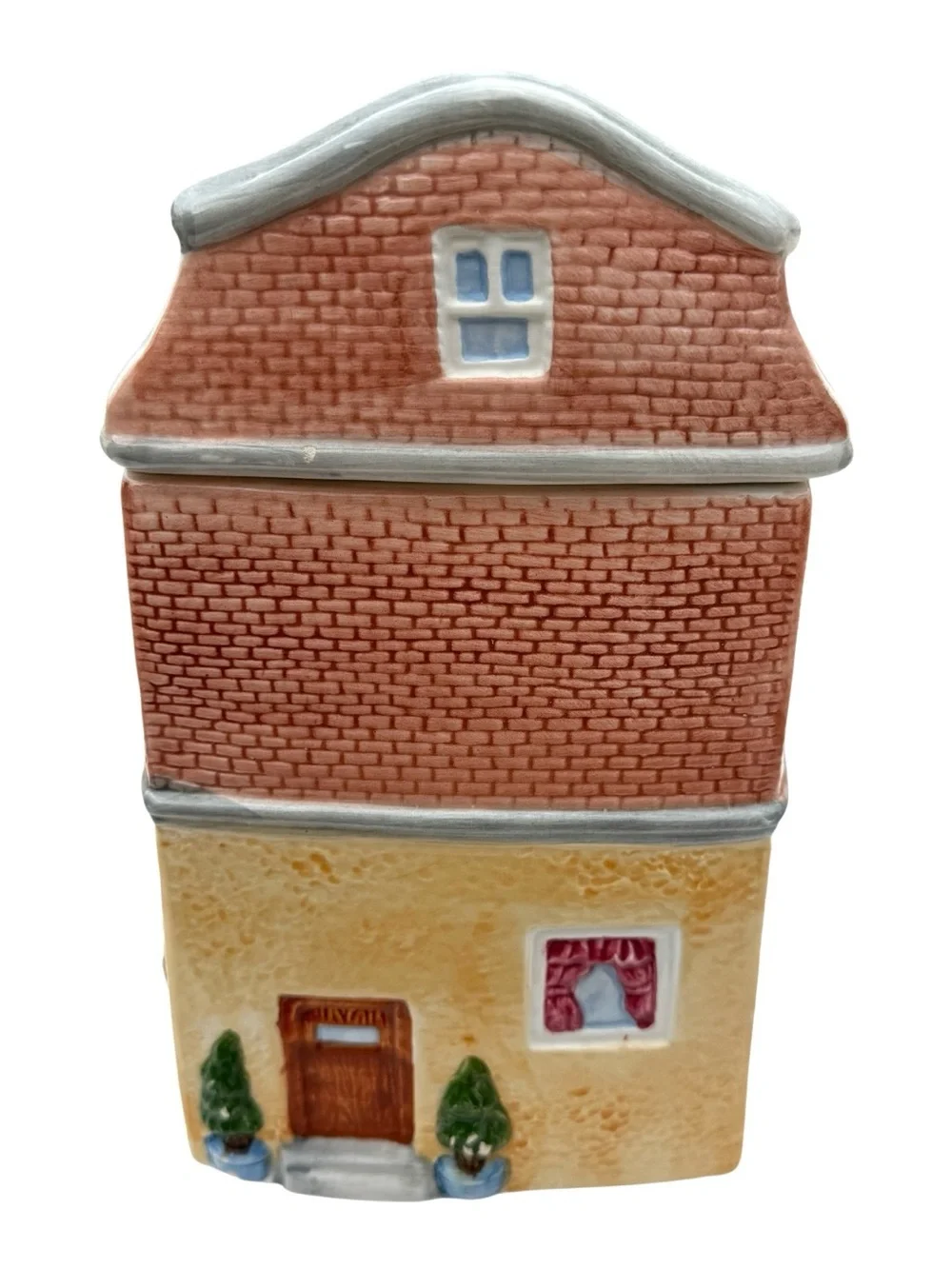 Vintage Ceramic Bakery Cookie Jar Village House Canister Cottagecore Kitchen 10”